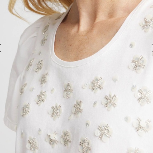 White Embellished Women's Top - Picture 3 of 3